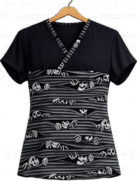 H1012LIMITED - BONE TO BE WILD skull blinds crossover scrub top
