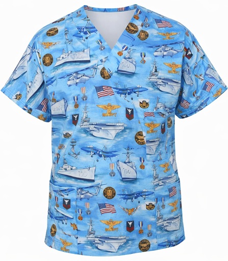 RM63222616XS - PATRIOTIC NAVY unisex military print scrubs