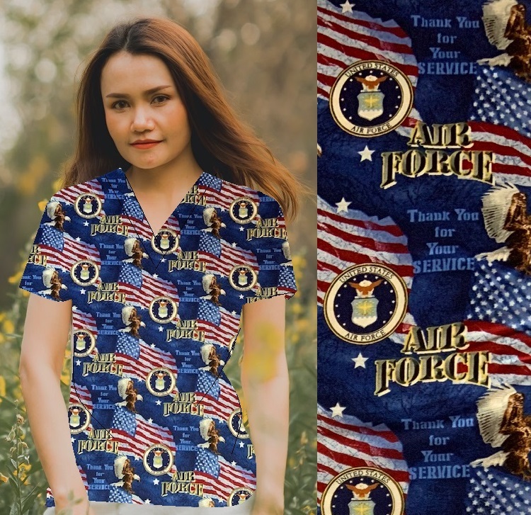 Patriotic print scrub tops on sale