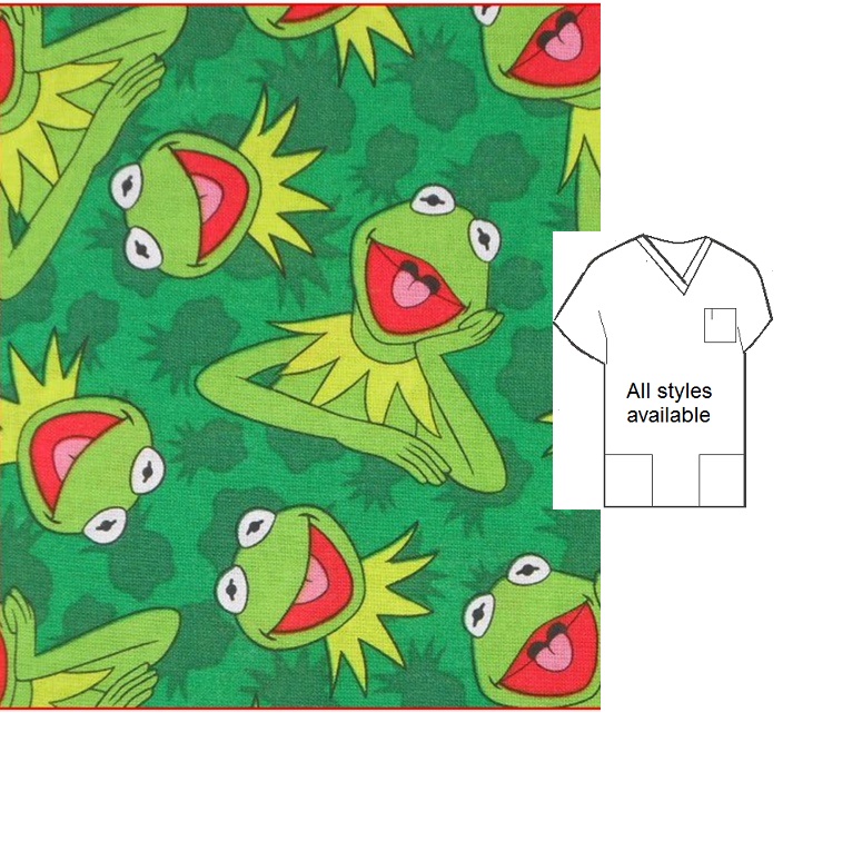 kermit cartoon pediatric scrubs