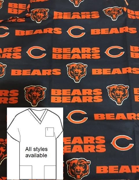 Chicago Bears nfl print scrub tops