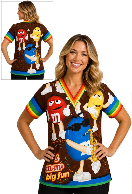 M&M Celebration scrub top