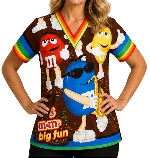RMSMALL121214A - M&M CELEBRATION unique print scrubs
