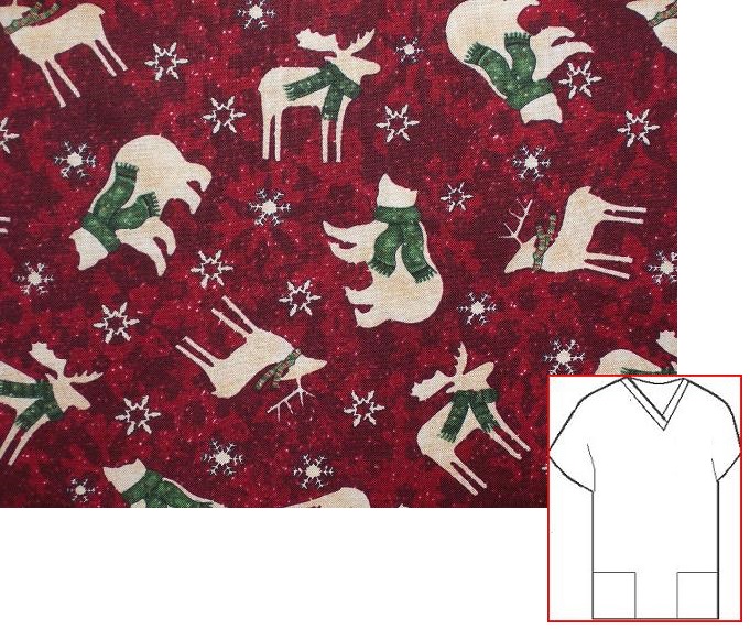 RM155M - Winter Pine seasonal print scrubs