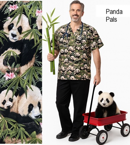 WW11LIMITED - Panda Pals animal print scrub tops