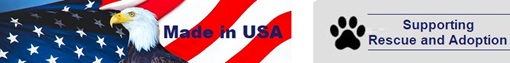 made in USA banner with paw print supporting animal rescue