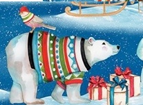 Christmas Jingle – festive polar bears, rabbits, snowmen, on winter background