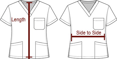 diagram showing how to measure for our custom made scrub tops