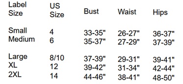 womens stretch knit scrub size chart