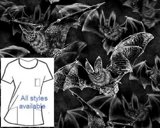 cotton print fabric of bats for scrub tops