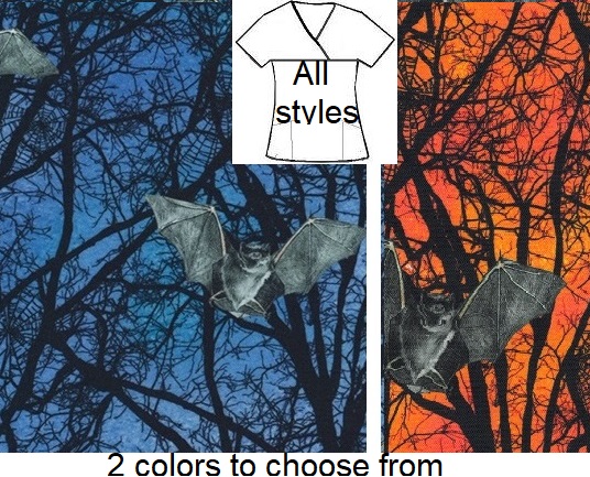 cotton print scrub top fabric with bats