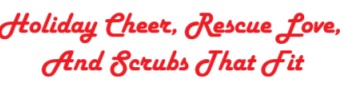 Christmas holiday banner for custom scrub tops, festive prints made in USA