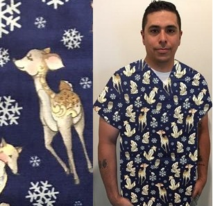 Holiday Critters scrub top with deer and snowflakes