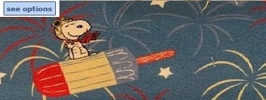 patriotic Snoopy with popsicle and fireworks fabric swatch for scrub tops