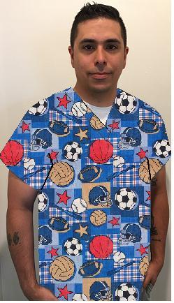 sports print scrub top