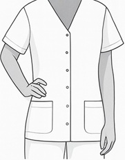 Women's snap front scrub top illustration